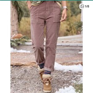 Driftwood Mauve Corduroy Straight Leg Pants Size 31 Patch Pocket Boho